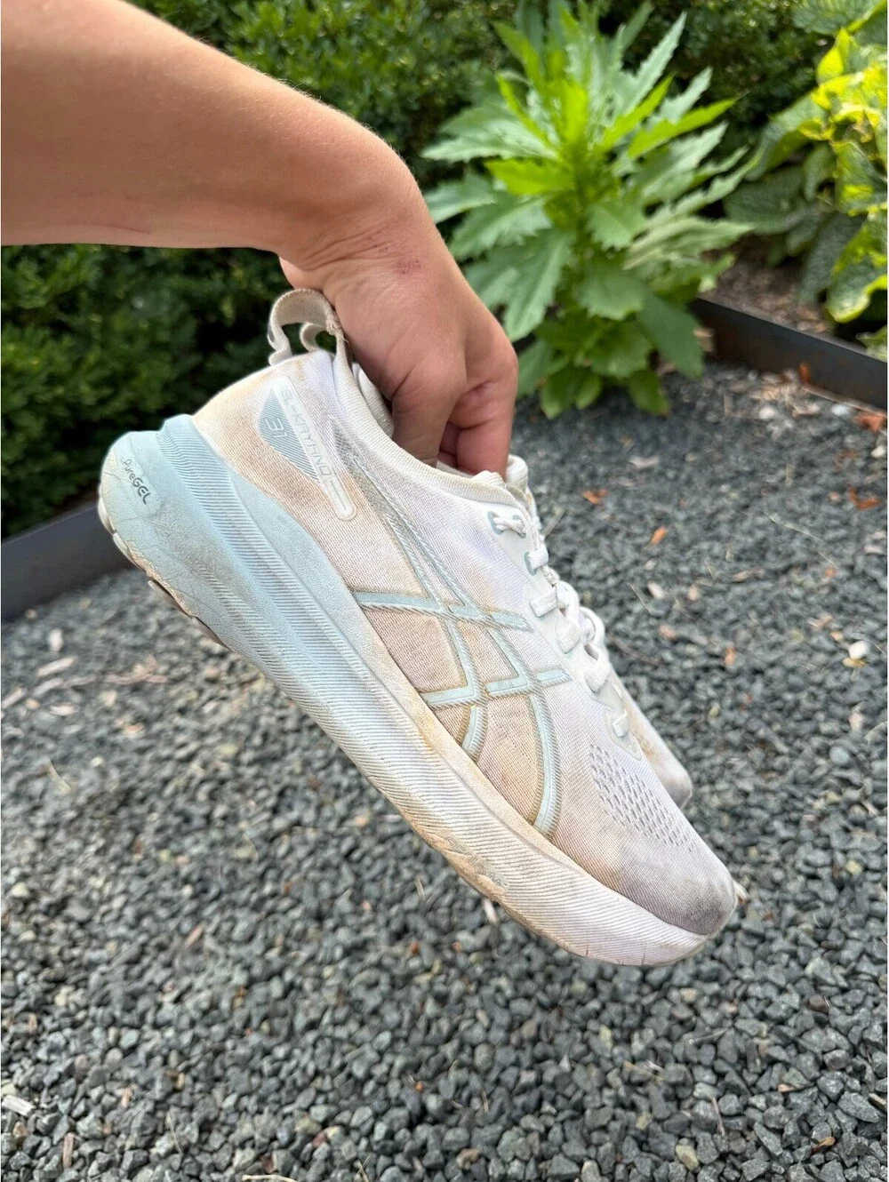 ASICS GEL-Kayano 33 White/Blue/Tan Size 9.5M 11W